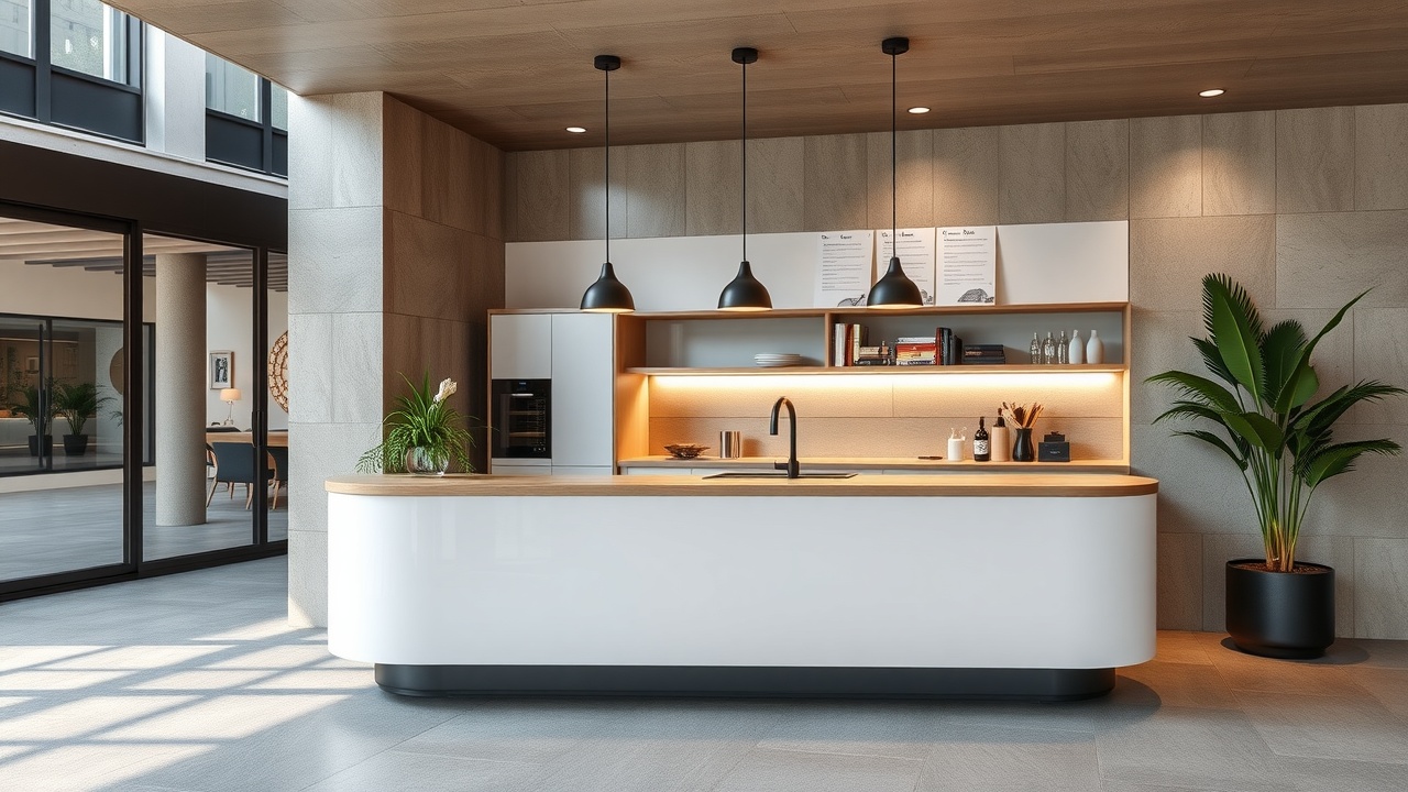 un guichet d'accueil moderne et sobre dans un bâtiment public